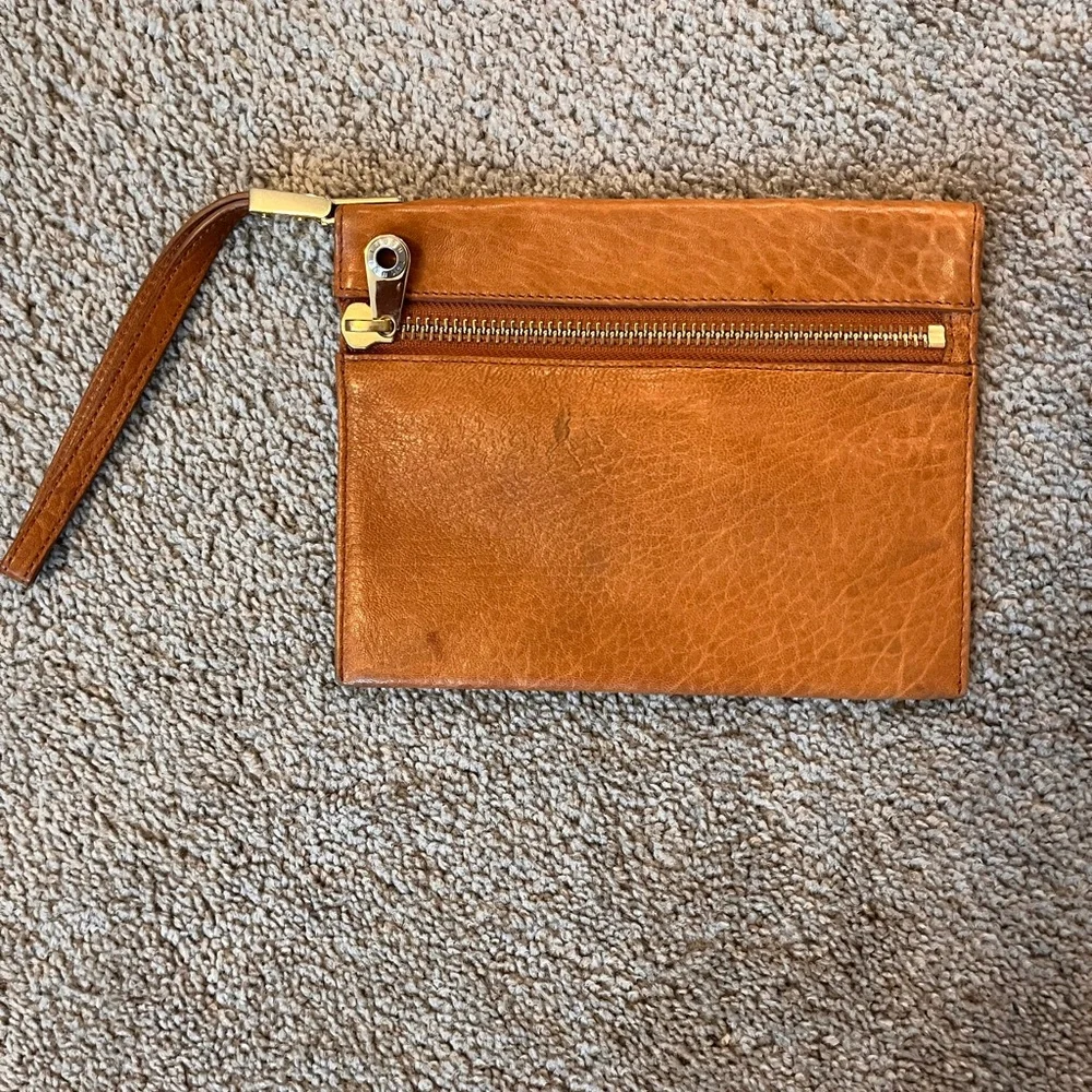 Henri Bendel Tan with gold hardware Leather Wristlet